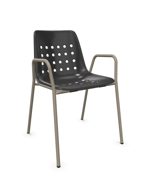 Schaffner Bermuda Fauteuil repas avec accoudoirs tubes ronds 