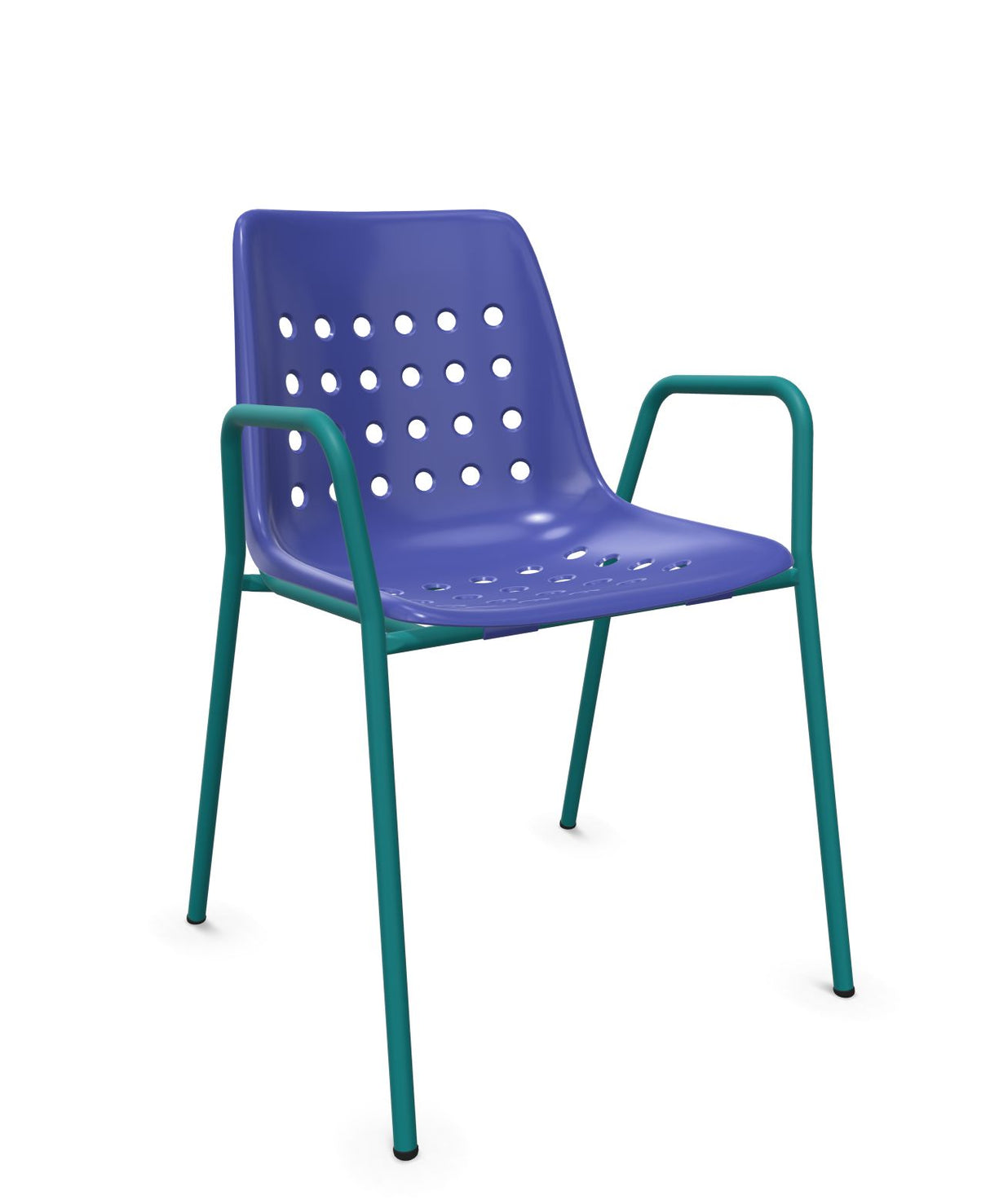 Schaffner Bermuda Fauteuil repas avec accoudoirs tubes ronds Bleu 53 Bleu Kali 56 