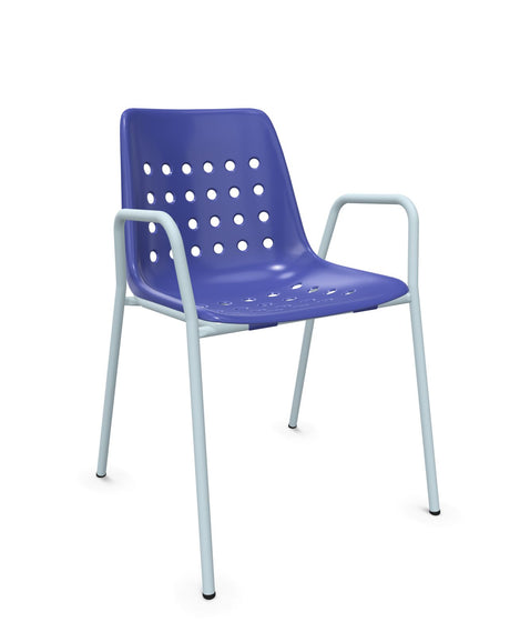 Schaffner Bermuda Fauteuil repas avec accoudoirs tubes ronds Bleu 53 Bleu Pastel 51 