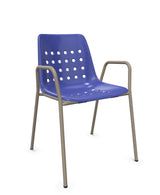 Schaffner Bermuda Fauteuil repas avec accoudoirs tubes ronds Bleu 53 Champagne 85 