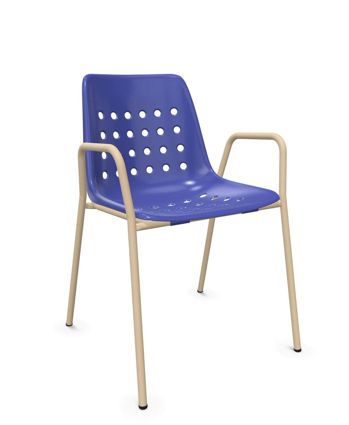 Schaffner Bermuda Fauteuil repas avec accoudoirs tubes ronds Bleu 53 Marron Pastel 83 