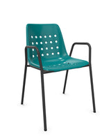 Schaffner Bermuda Fauteuil repas avec accoudoirs tubes ronds Bleu Kali 56 Anthracite 77 
