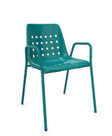Schaffner Bermuda Fauteuil repas avec accoudoirs tubes ronds Bleu Kali 56 Bleu Kali 56 