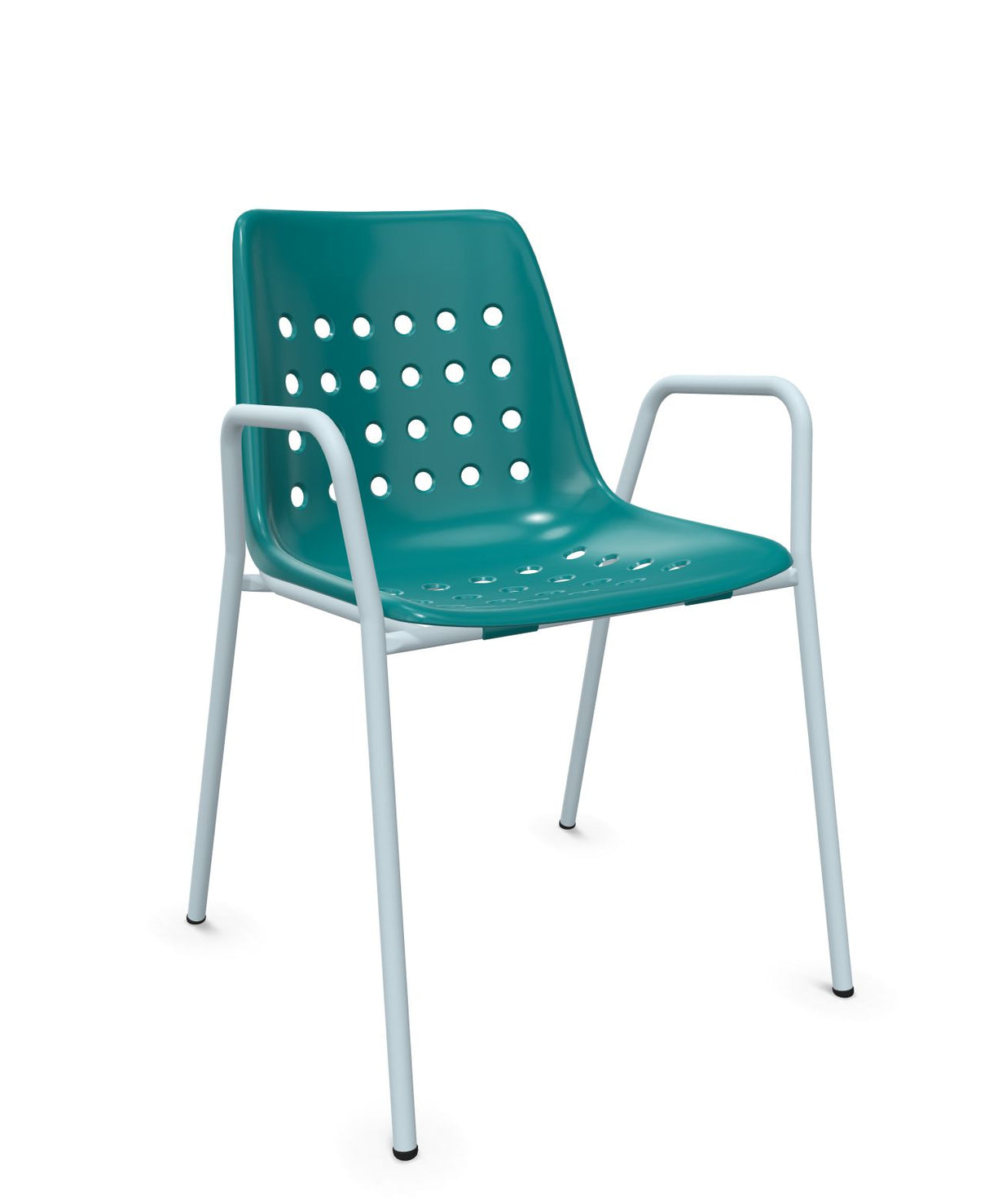 Schaffner Bermuda Fauteuil repas avec accoudoirs tubes ronds Bleu Kali 56 Bleu Pastel 51 