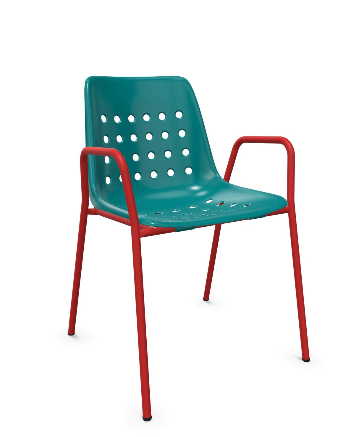Schaffner Bermuda Fauteuil repas avec accoudoirs tubes ronds Bleu Kali 56 Rouge 30 