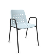 Schaffner Bermuda Fauteuil repas avec accoudoirs tubes ronds Bleu Pastel 51 Anthracite 77 