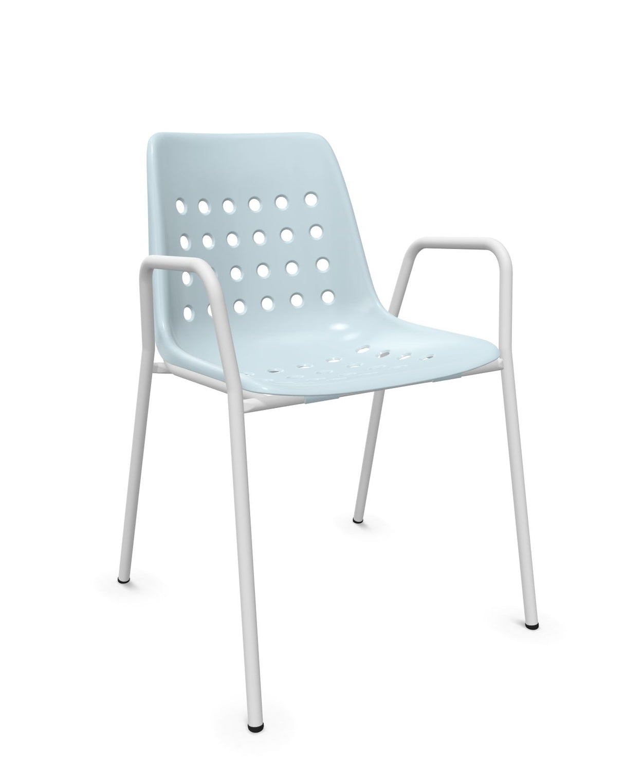 Schaffner Bermuda Fauteuil repas avec accoudoirs tubes ronds Bleu Pastel 51 Blanc 90 