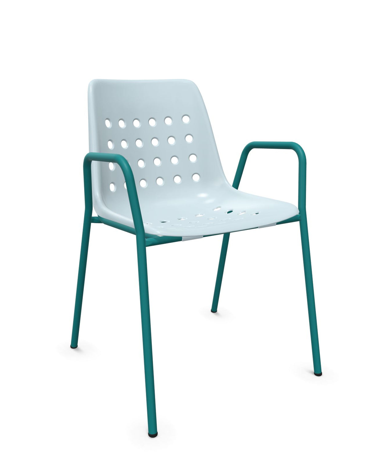 Schaffner Bermuda Fauteuil repas avec accoudoirs tubes ronds Bleu Pastel 51 Bleu Kali 56 