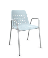 Schaffner Bermuda Fauteuil repas avec accoudoirs tubes ronds Bleu Pastel 51 Galvanisé à chaud 02 