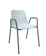Schaffner Bermuda Fauteuil repas avec accoudoirs tubes ronds Bleu Pastel 51 Graphite 73 