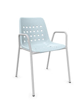 Schaffner Bermuda Fauteuil repas avec accoudoirs tubes ronds Bleu Pastel 51 Gris Argent 78 