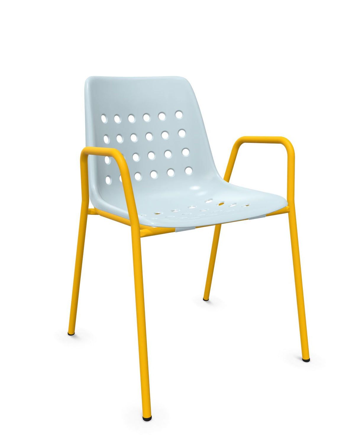 Schaffner Bermuda Fauteuil repas avec accoudoirs tubes ronds Bleu Pastel 51 Jaune 11 