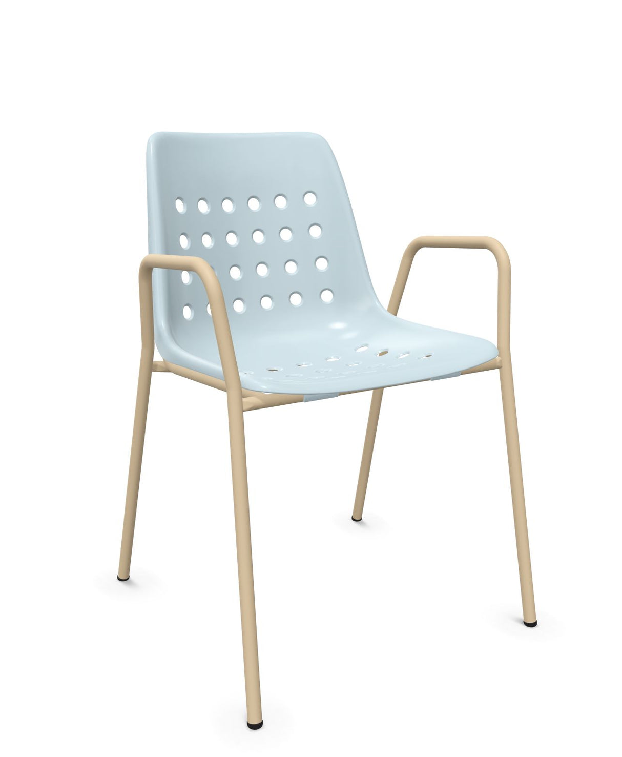 Schaffner Bermuda Fauteuil repas avec accoudoirs tubes ronds Bleu Pastel 51 Marron Pastel 83 