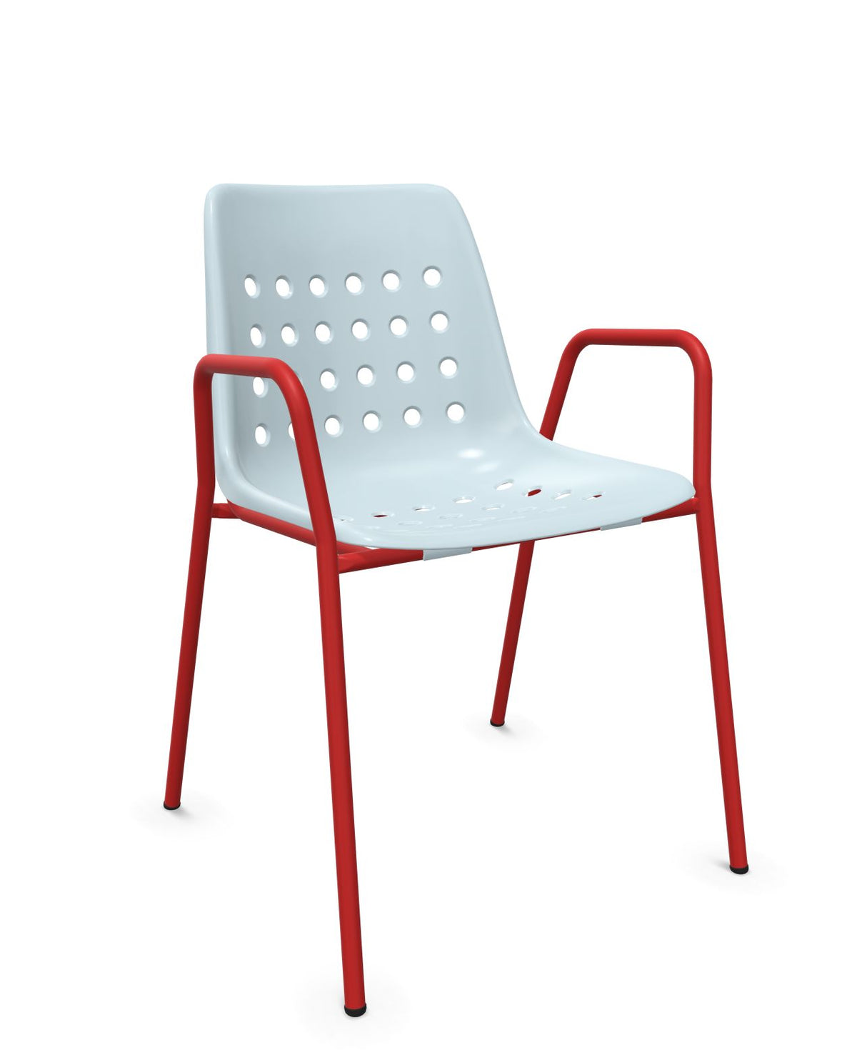 Schaffner Bermuda Fauteuil repas avec accoudoirs tubes ronds Bleu Pastel 51 Rouge 30 