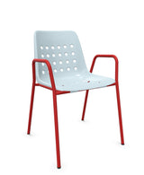 Schaffner Bermuda Fauteuil repas avec accoudoirs tubes ronds Bleu Pastel 51 Rouge 30 