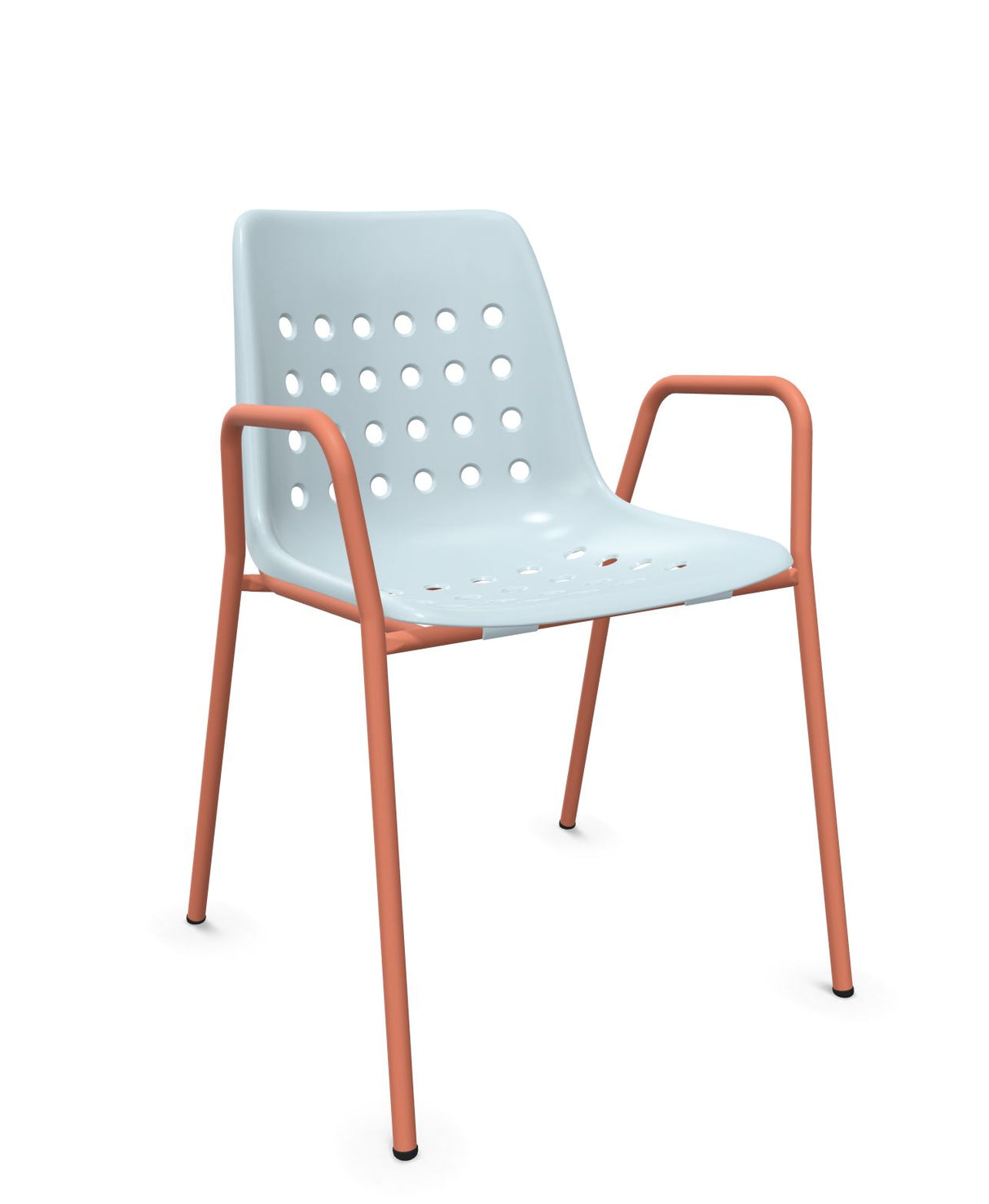 Schaffner Bermuda Fauteuil repas avec accoudoirs tubes ronds Bleu Pastel 51 Terracotta 84 