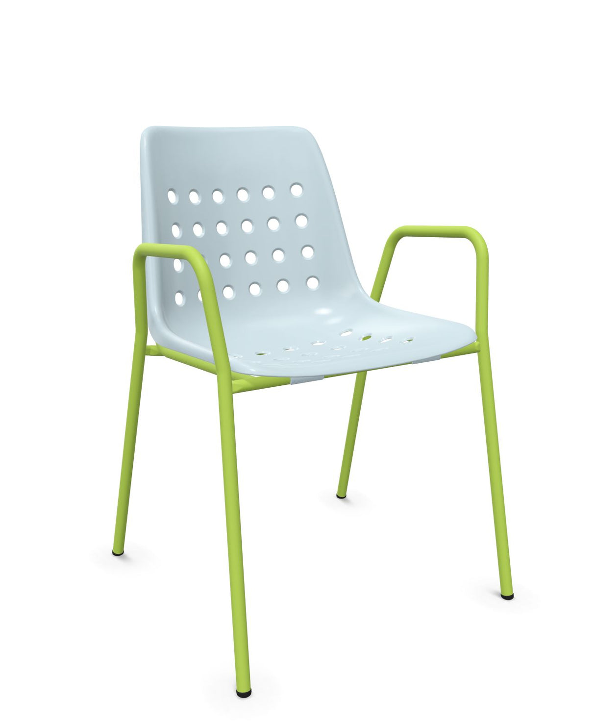 Schaffner Bermuda Fauteuil repas avec accoudoirs tubes ronds Bleu Pastel 51 Vert Clair 63 