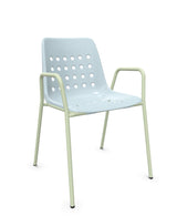 Schaffner Bermuda Fauteuil repas avec accoudoirs tubes ronds Bleu Pastel 51 Vert Pastel 64 