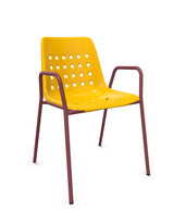 Schaffner Bermuda Fauteuil repas avec accoudoirs tubes ronds Jaune 11 Bordeaux 38 