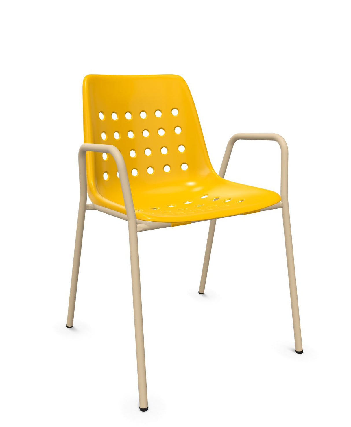 Schaffner Bermuda Fauteuil repas avec accoudoirs tubes ronds Jaune 11 Marron Pastel 83 