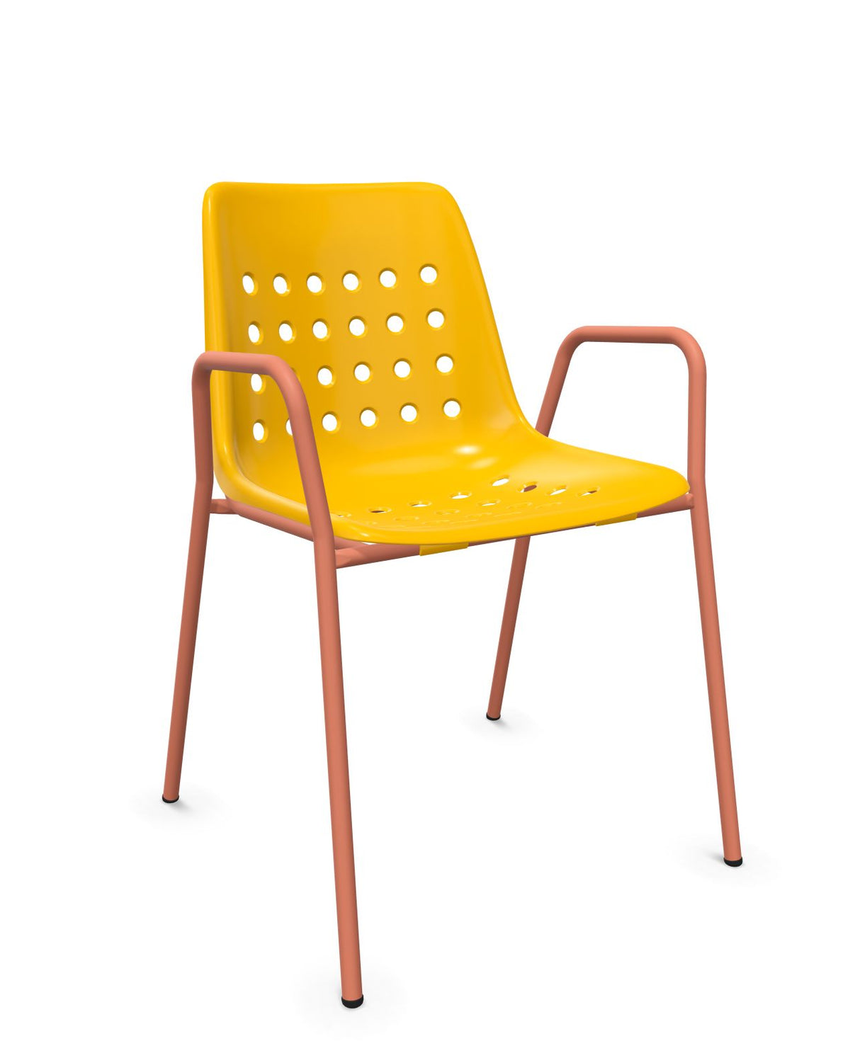 Schaffner Bermuda Fauteuil repas avec accoudoirs tubes ronds Jaune 11 Terracotta 84 