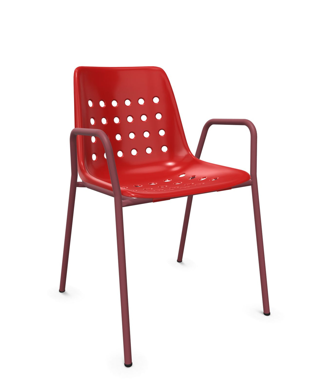 Schaffner Bermuda Fauteuil repas avec accoudoirs tubes ronds Rouge 30 Bordeaux 38 
