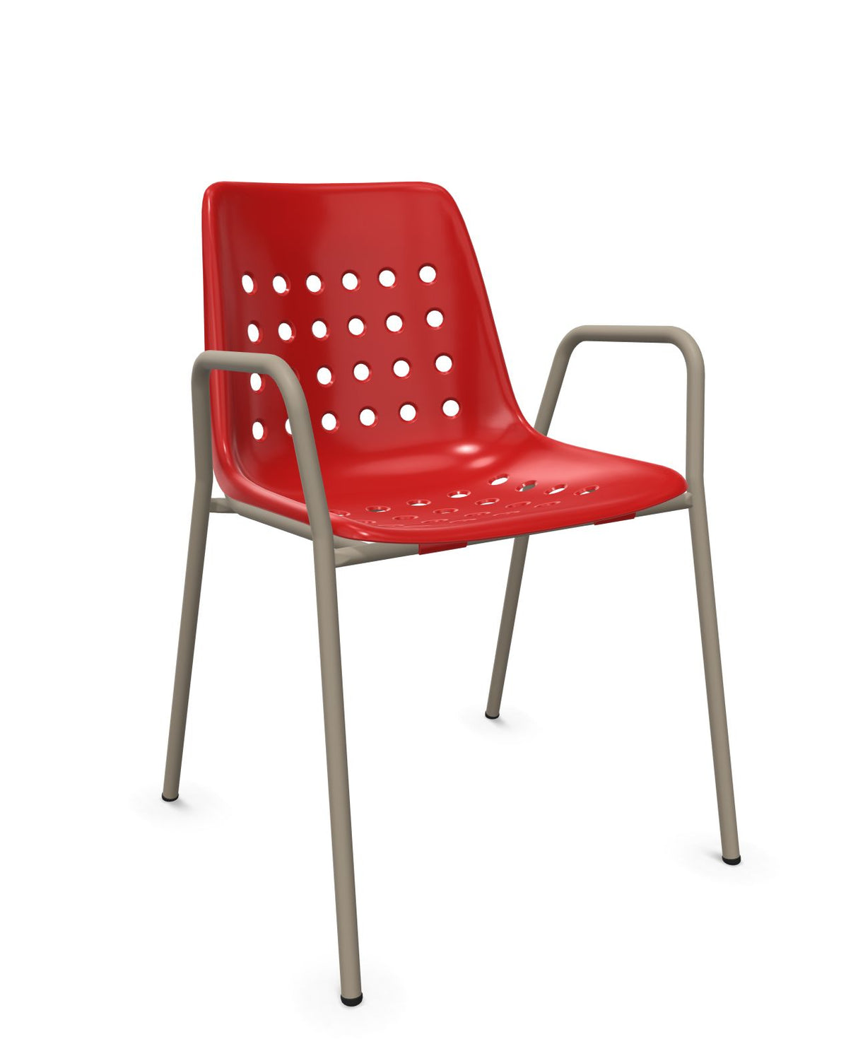 Schaffner Bermuda Fauteuil repas avec accoudoirs tubes ronds Rouge 30 Champagne 85 