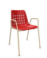 Schaffner Bermuda Fauteuil repas avec accoudoirs tubes ronds Rouge 30 Marron Pastel 83 