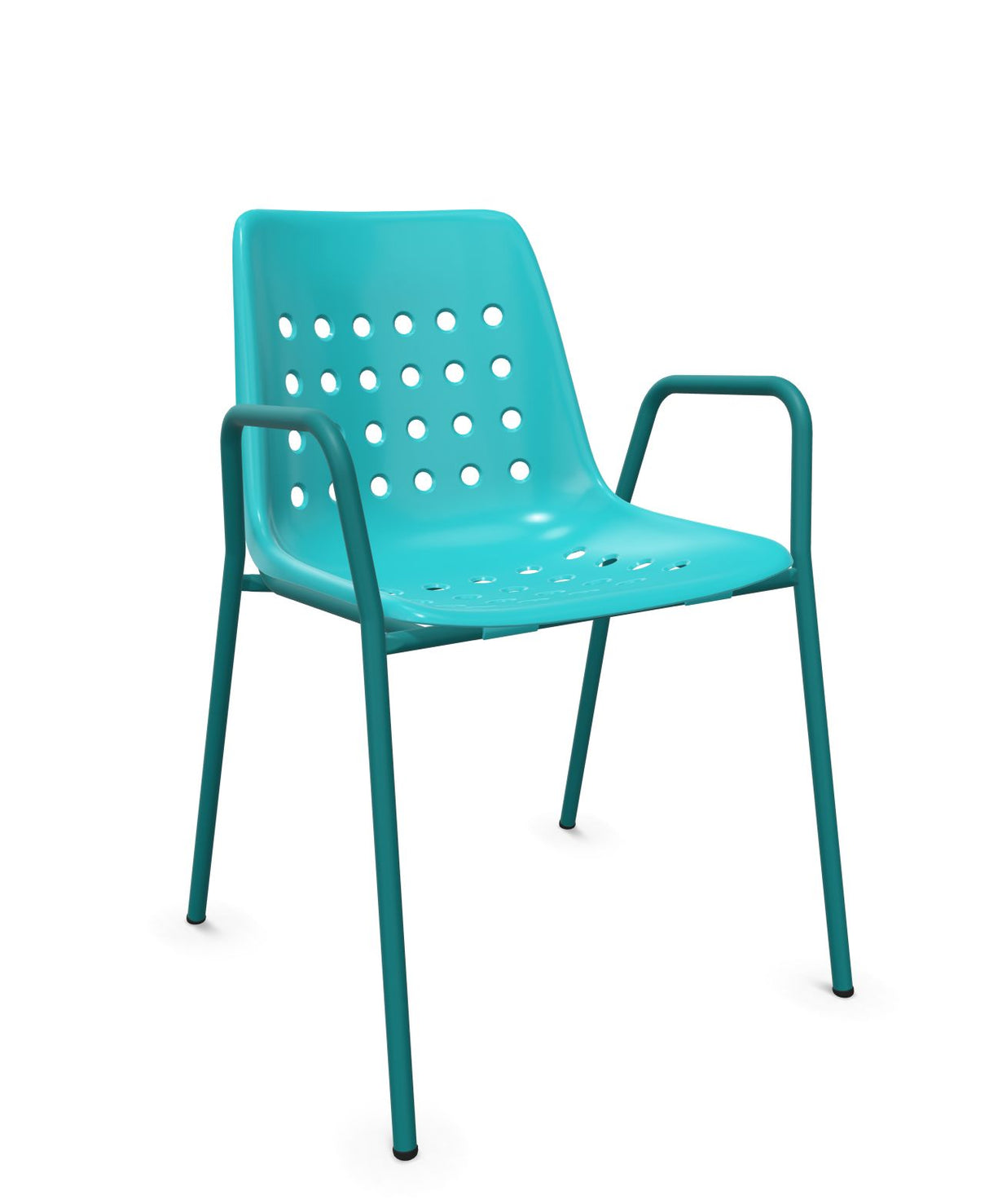 Schaffner Bermuda Fauteuil repas avec accoudoirs tubes ronds Turquoise 58 Bleu Kali 56 