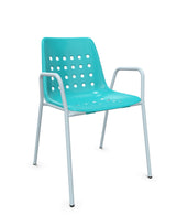 Schaffner Bermuda Fauteuil repas avec accoudoirs tubes ronds Turquoise 58 Bleu Pastel 51 