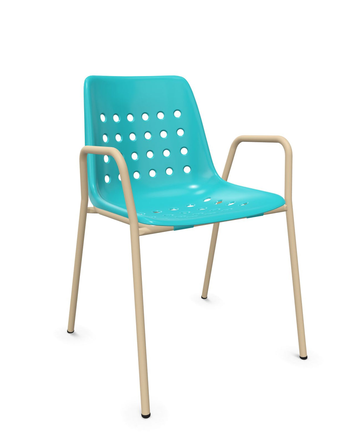 Schaffner Bermuda Fauteuil repas avec accoudoirs tubes ronds Turquoise 58 Marron Pastel 83 
