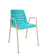 Schaffner Bermuda Fauteuil repas avec accoudoirs tubes ronds Turquoise 58 Marron Pastel 83 