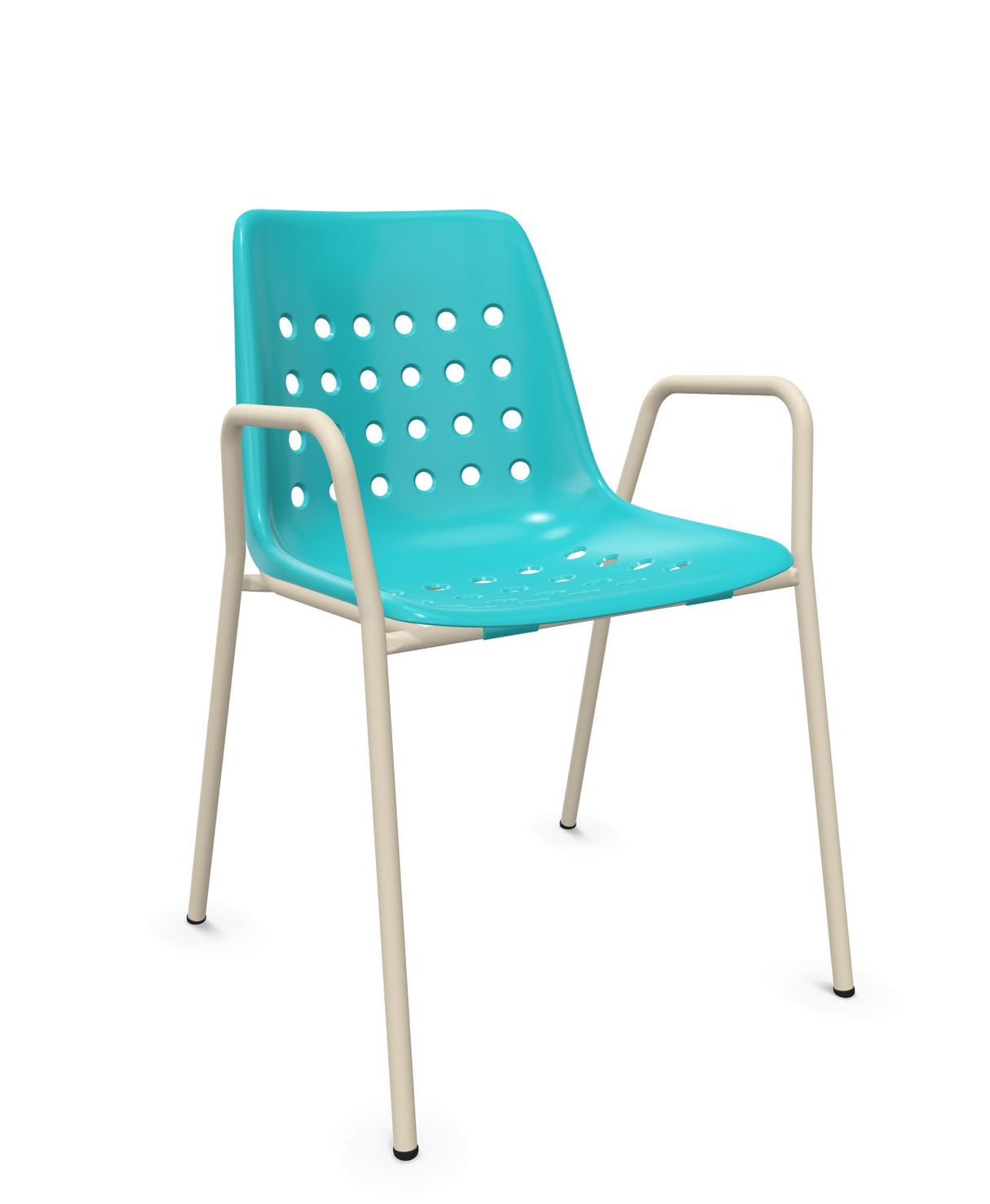 Schaffner Bermuda Fauteuil repas avec accoudoirs tubes ronds Turquoise 58 Sable Pastel 15 