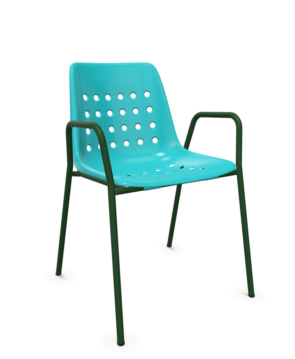 Schaffner Bermuda Fauteuil repas avec accoudoirs tubes ronds Turquoise 58 Vert Sapin 66 