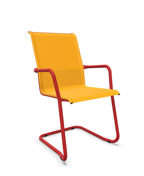Schaffner Locarno Fauteuil Cantilever empilable Jaune 11 Rouge 30 