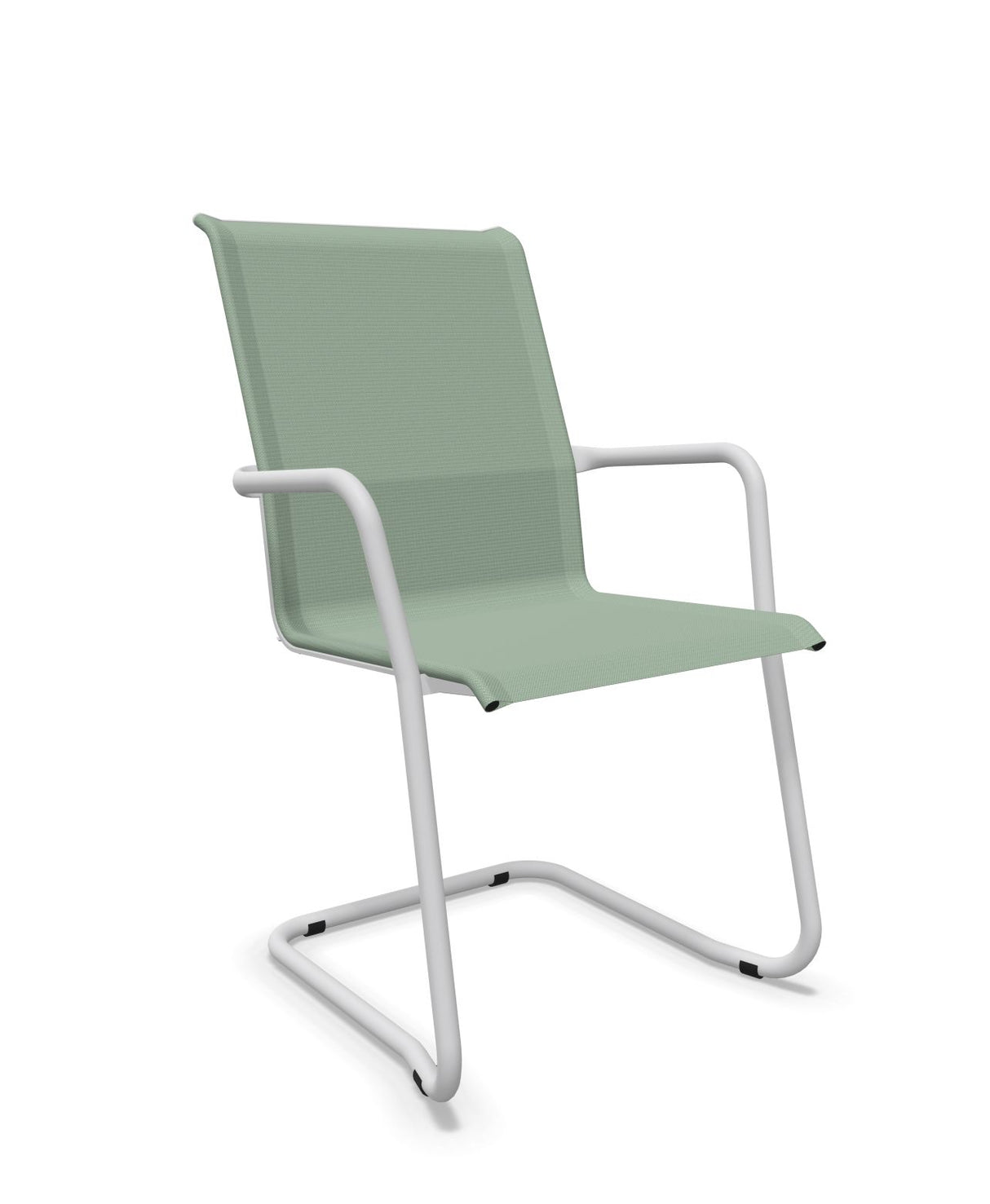 Schaffner Locarno Fauteuil Cantilever empilable Vert Crème 26 Gris Argent 78 