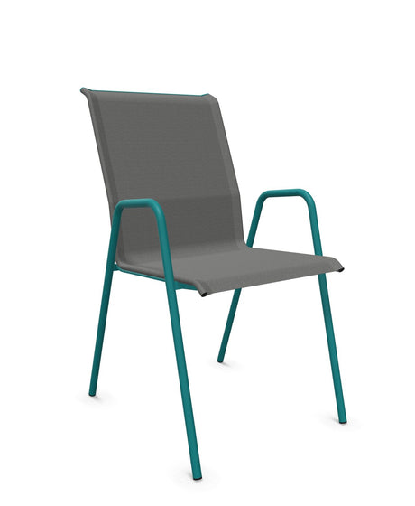 Schaffner Locarno Fauteuil repas empilable Gris 20 Bleu Kali 56 