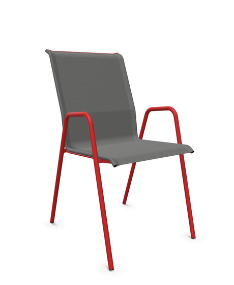 Schaffner Locarno Fauteuil repas empilable Gris 20 Rouge 30 