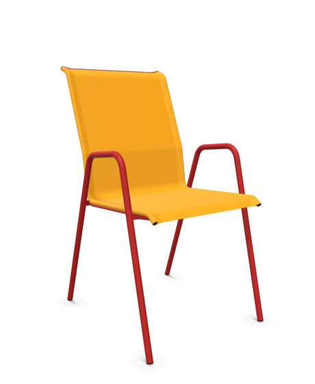 Schaffner Locarno Fauteuil repas empilable Jaune 11 Rouge 30 