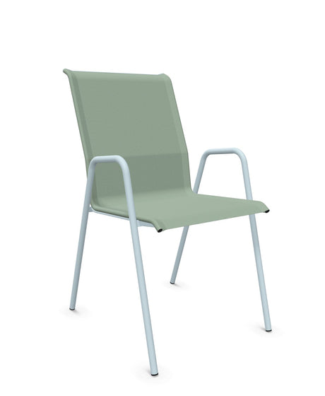 Schaffner Locarno Fauteuil repas empilable Vert Crème 26 Bleu Pastel 51 