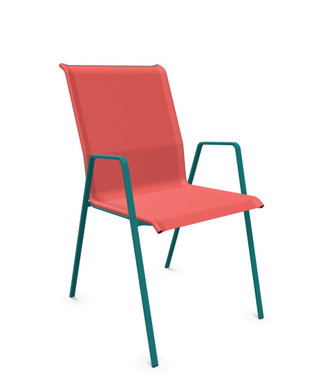 Schaffner Luzern Fauteuil repas empilable Rouge 30 Bleu Kali 56 
