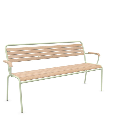 Schaffner Rigi Banc à lattes 3 places avec accoudoirs Bois Huilé 94 Vert Pastel 64 