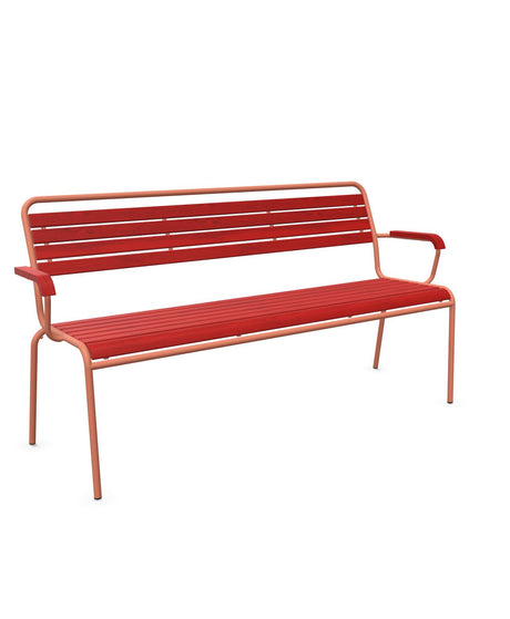 Schaffner Rigi Banc à lattes 3 places avec accoudoirs Rouge 30 Terracotta 84 