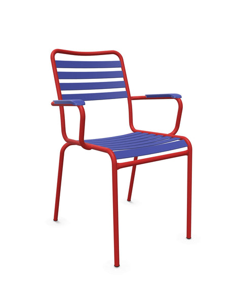 Schaffner Rigi Fauteuil Repas Lattes Bleu 53 Rouge 30 