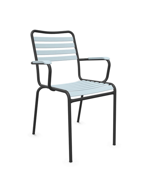 Schaffner Rigi Fauteuil Repas Lattes Bleu Pastel 51 Anthracite 77 