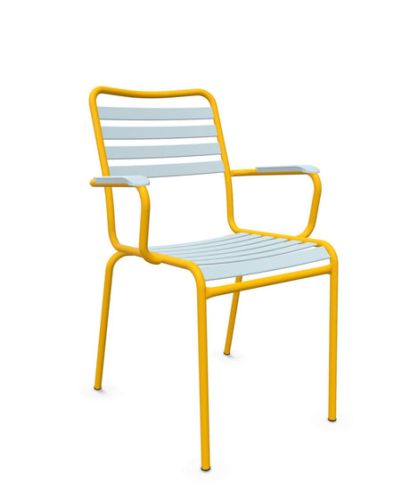 Schaffner Rigi Fauteuil Repas Lattes Bleu Pastel 51 Jaune 11 