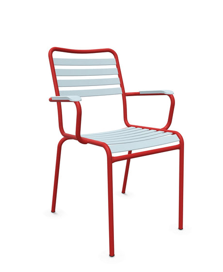Schaffner Rigi Fauteuil Repas Lattes Bleu Pastel 51 Rouge 30 