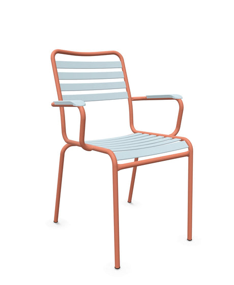 Schaffner Rigi Fauteuil Repas Lattes Bleu Pastel 51 Terracotta 84 
