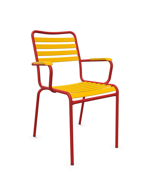 Schaffner Rigi Fauteuil Repas Lattes Jaune 11 Rouge 30 
