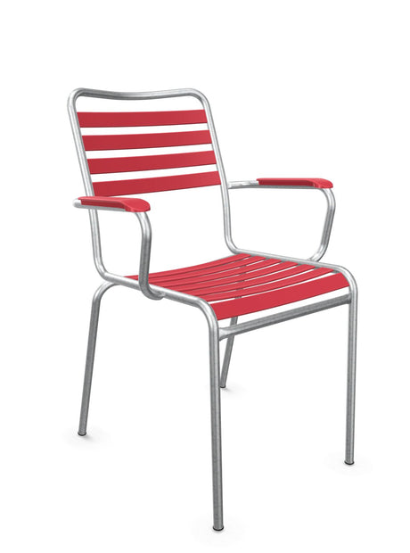 Schaffner Rigi Fauteuil Repas Lattes Rouge Érable 33 Galvanisé à chaud 02 